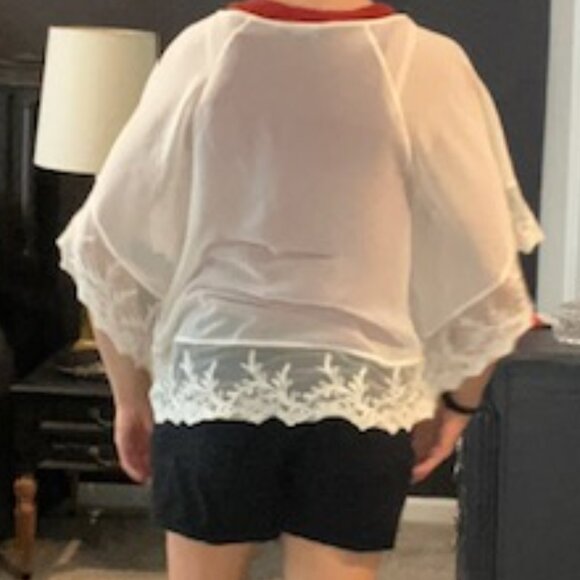 Express Small Cream Sheer Top - Picture 2 of 3